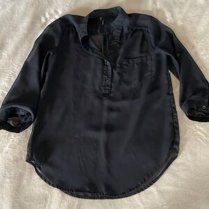 Sheer 3/4 Sleeve Black Top - Size S